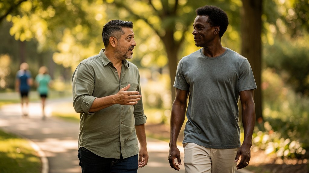 Support and honest conversation can help men recognize signs of low self-esteem.