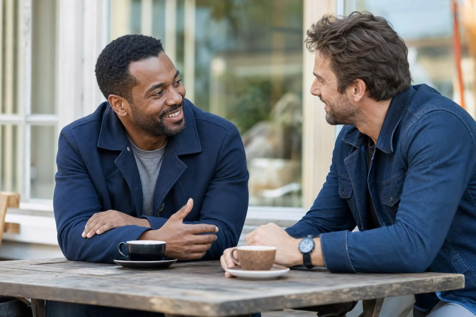 Close male friends having a meaningful conversation.